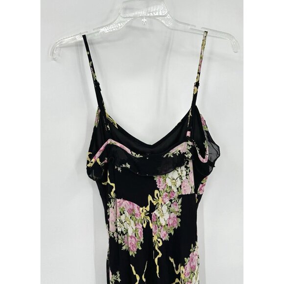 slip dress floral midi ruffle rayon grunge M - Picture 8 of 9